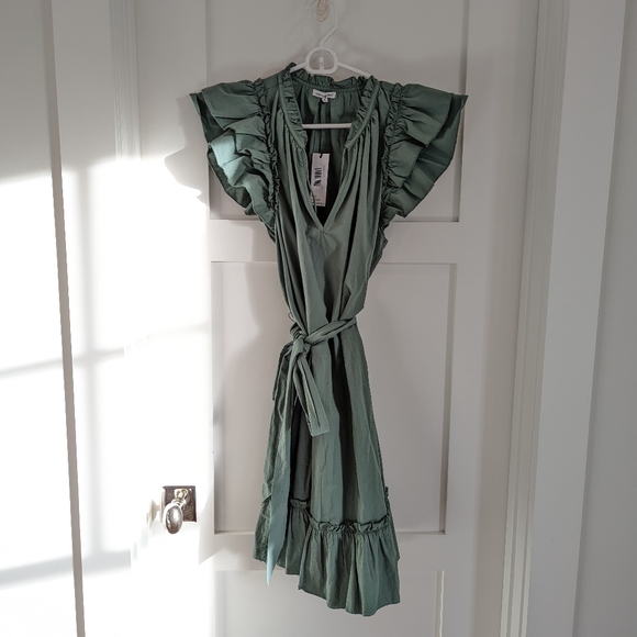 Unsubscribed Ruffle Sleeve Dress NWT Olive Daze Size Small - Picture 4 of 6